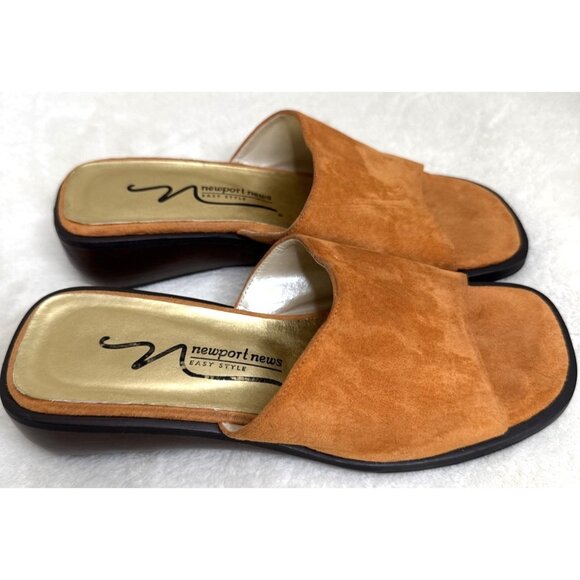 Newport News Womens Suede Slip-On Mules Size 8 Orange - Picture 3 of 7